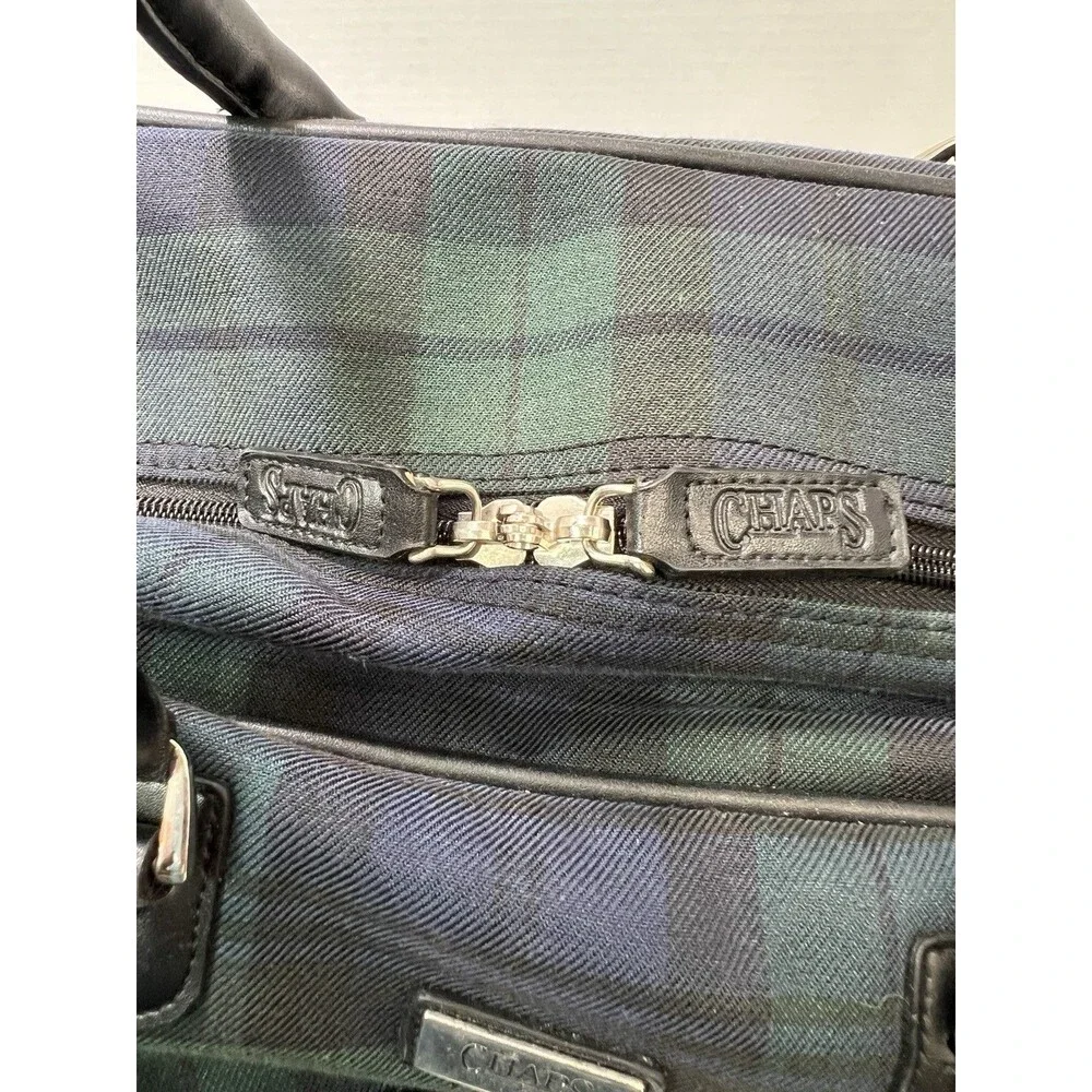 Chaps Ralph Lauren shoulder travel bag Blue Green Black watch Tartan Plaid